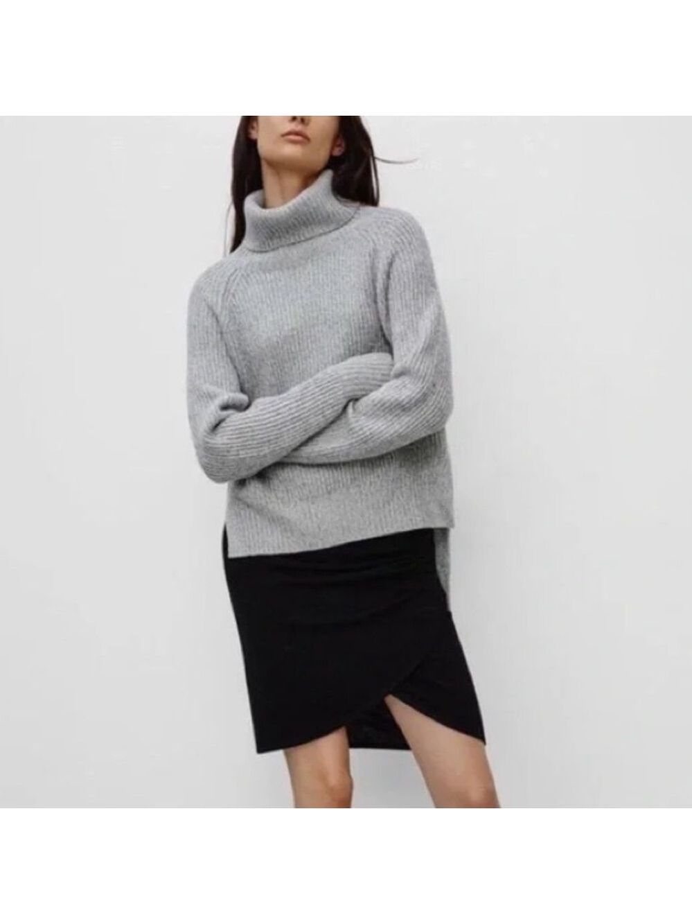 420. Wilfred Free| Lin Sweater Cowl neck. High low hem (in Grey)